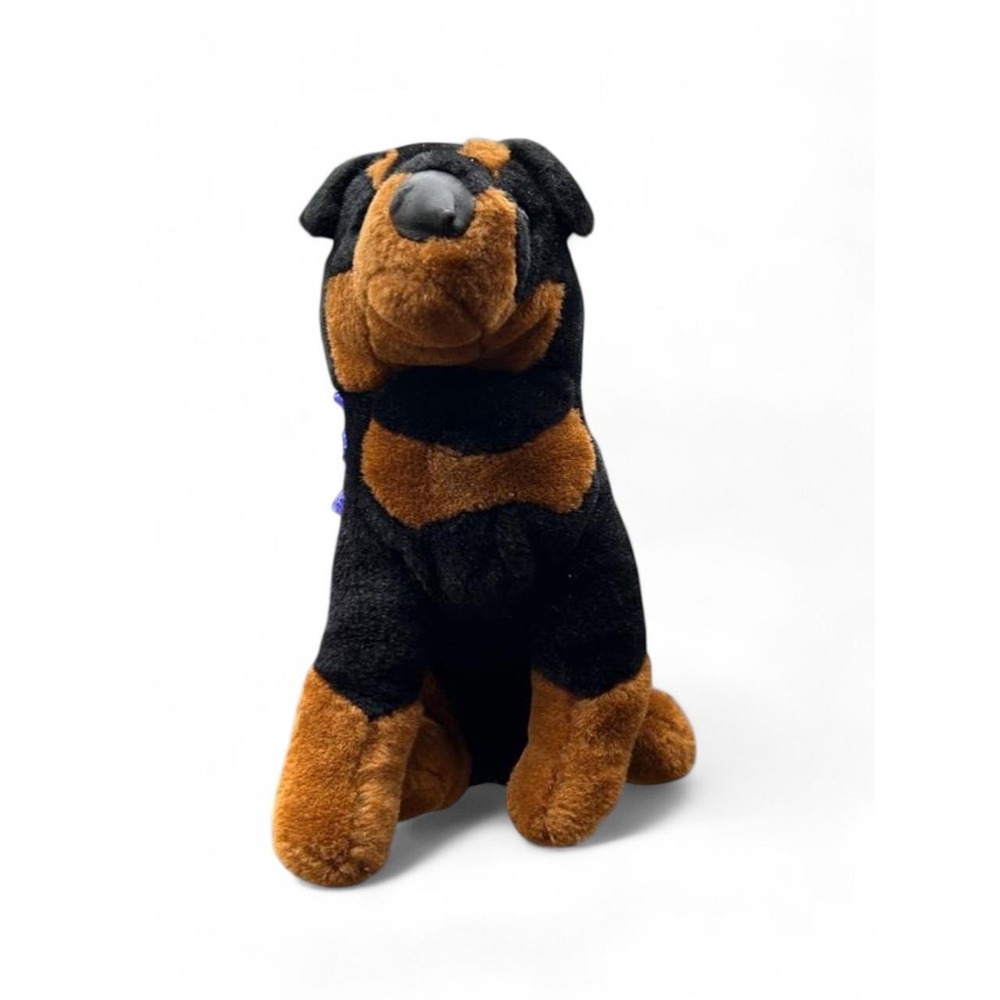 Plush Dog Vintage 1999 Plushland Rottweiler Stuffed Animal Black Brown Dog Lover